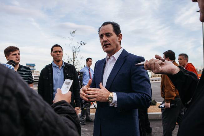 UFC Senior Executive Vice President and Chief Operating Officer Lawrence Epstein speaks to a group of reporters during a media tour of UFC's Corporate Campus and Performance Institute at Torrey Pines Drive and Raphael Rivera Way in Las Vegas on Jan. 18, 2017.