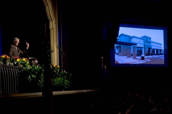 Henderson Mayor Andy Hafen talks about a soon-to-open Chick-Fil-A restaurant during the State of the City address at Green Valley Ranch in Henderson Thursday, Jan. 19, 2017.