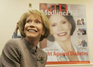 Actress Mary Tyler Moore is seen at a National Institutes of Health news conference on Capitol Hill in Washington, Wednesday, Sept. 20, 2006 to launch a new effort to share accurate, bias-free medical news.  (AP Photo/Pablo Martinez Monsivais)