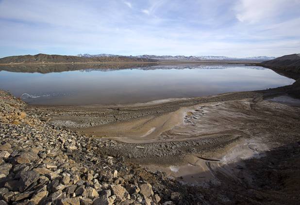 An evaporation pond is shown at the Silver Peak lithium mine near Tonopah, Nev. Monday, Jan. 30, 2017.