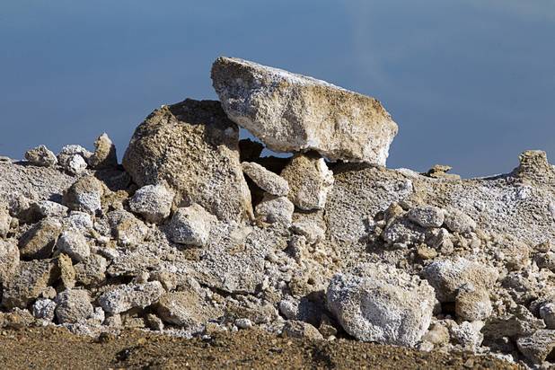 Waste salt is shown during a tour of the Silver Peak lithium mine near Tonopah, Nev. Monday, Jan. 30, 2017.