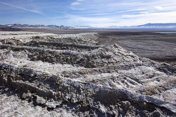 A view of waste salt during a tour of the Silver Peak lithium mine near Tonopah, Nev. Monday, Jan. 30, 2017.