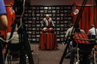 UNLV head coach Tony Sanchez announced his third signing class to a group of media at Thomas & Mack Center on Feb. 1, 2017.