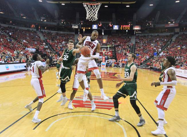 UNLV forward Tyrell Green grabs a rebound against Colorado State ...