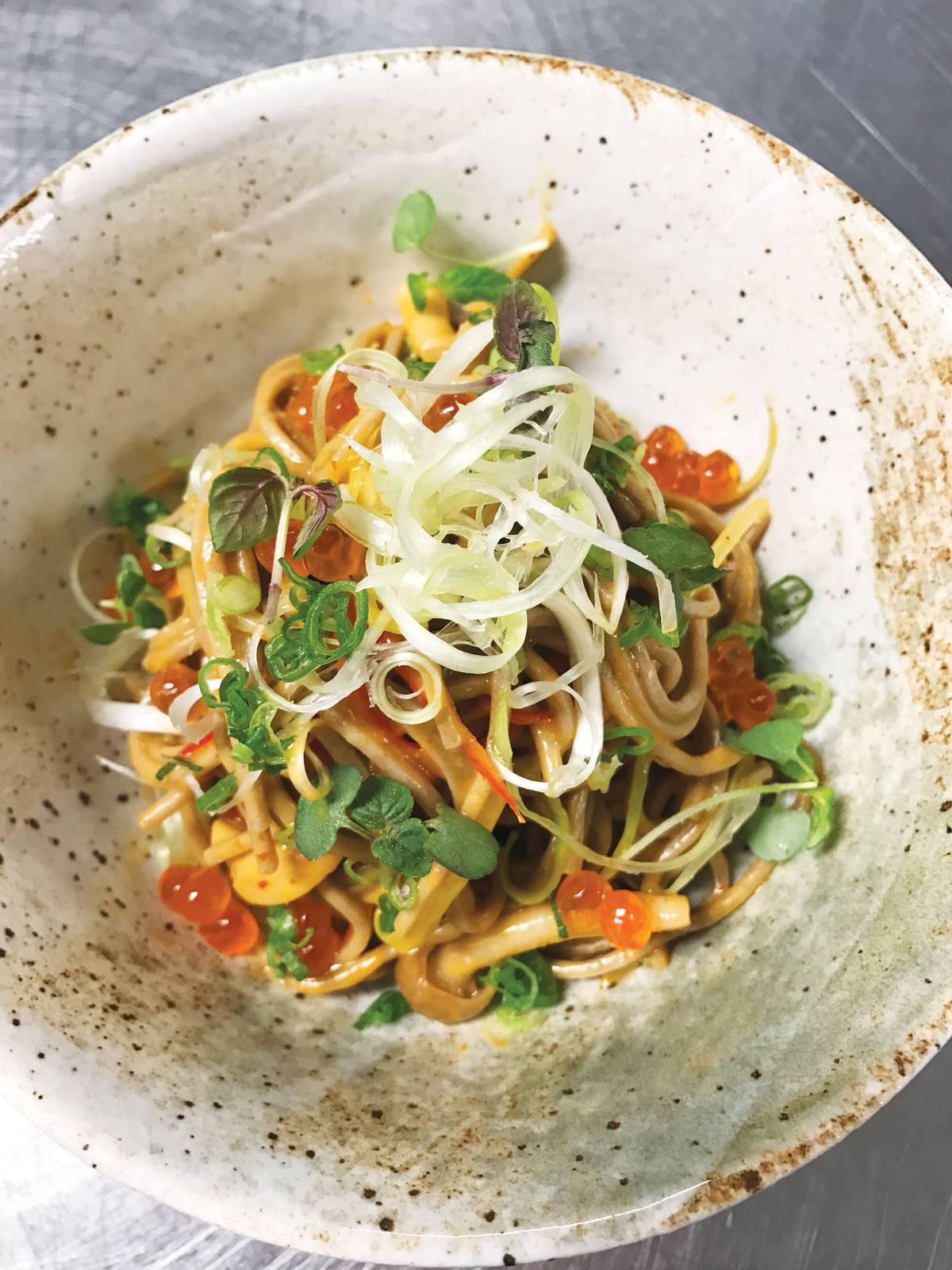 Recipe Cold soba noodles with miso vinaigrette and pickled mushrooms