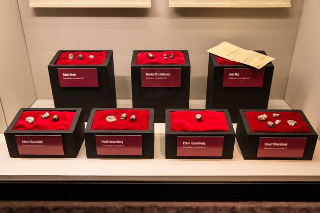 Bullets and bullet fragments are among some of the newly added artifacts to The Mob Museum, Friday Feb. 10, 2017. The artifacts were involved in the St. Valentine's Day Massacre in Chicago, 1929, and include various items such as bullets removed from the bodies of the victims and original coroner's documents.
