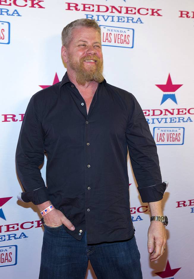 Actor Michael Cudlitz arrives for the grand opening of John Rich's Redneck Riviera, a country bar in the Grand Bazaar Shops in front of Bally's, Thursday, Feb. 16, 2017. Cudlitz is known for playing Sgt. Abraham Ford in "The Walking Dead" television series.  .