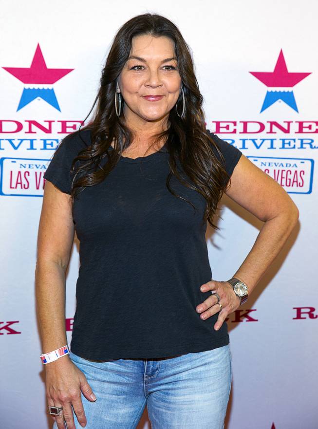 Country singer Gretchen Wilson poses during the grand opening of Redneck Riviera, a country bar in the Grand Bazaar Shops in front of Bally's, Thursday, Feb. 16, 2017. .