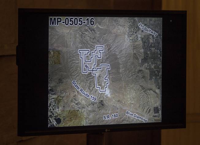 Aerial map of a proposed community called the Blue Diamond housing project near Red Rock now being heard before the Clark County Commission on Wednesday, February 22, 2017.