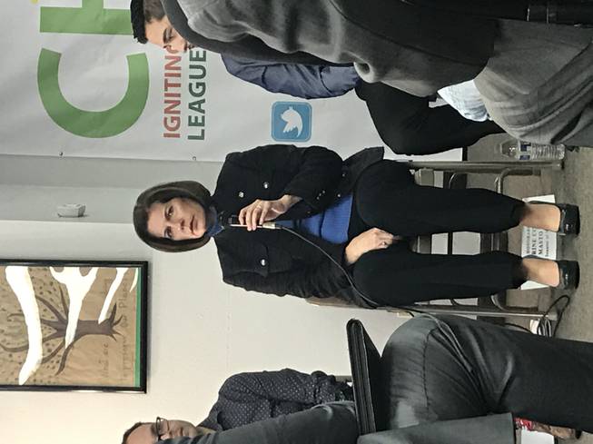 Sen. Catherine Cortez Masto, D-Nev., participates in a roundtable Feb. 23, 2017, about the future of clean energy in Nevada