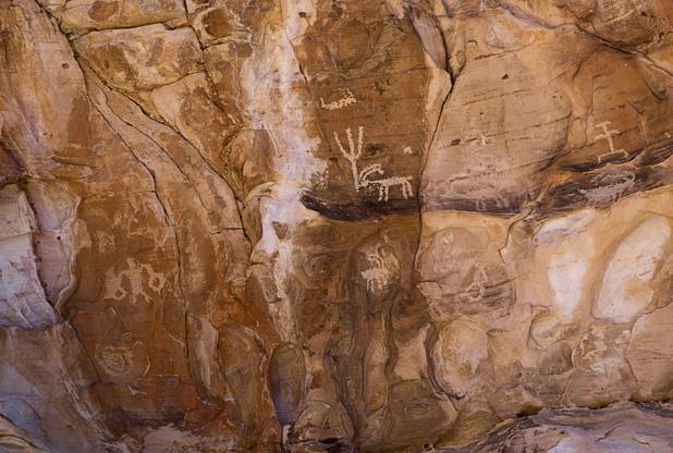 Petroglyphs are shown in Gold Butte National Monument Thursday, Feb. 23, 2017.