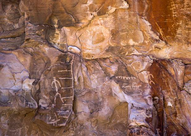 Petroglyphs are shown in Gold Butte National Monument Thursday, Feb. 23, 2017.