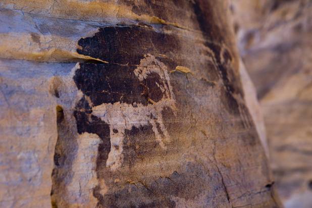 A petroglyph is shown in Gold Butte National Monument Thursday, Feb. 23, 2017.