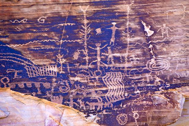 Petroglyphs (Lower Wall site) are shown in Gold Butte National Monument Thursday, Feb. 23, 2017.