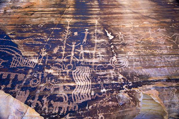 Petroglyphs (Lower Wall site) are shown in Gold Butte National Monument Thursday, Feb. 23, 2017.