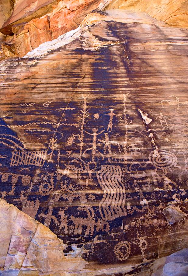 Petroglyphs (Lower Wall site) are shown in Gold Butte National Monument Thursday, Feb. 23, 2017.