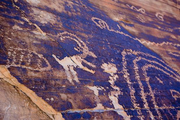 Petroglyphs are shown in Gold Butte National Monument Thursday, Feb. 23, 2017.