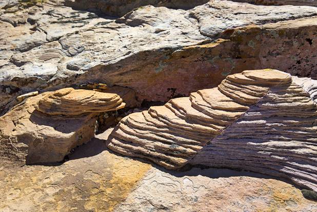 A view of weathered rock formations in Gold Butte National Monument Thursday, Feb. 23, 2017.
