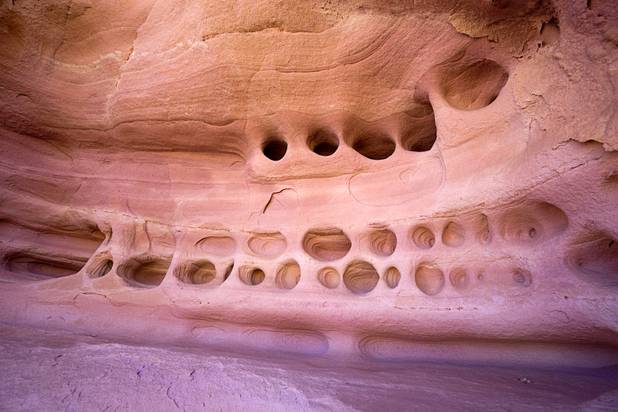 Erosion is shown in a cliff face in Gold Butte National Monument Thursday, Feb. 23, 2017.
