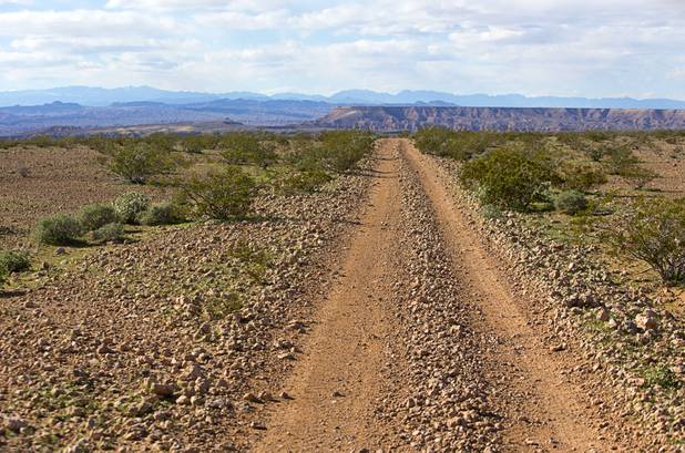 A view looking west on National Park Service Road 114 in the Gold Butte area Thursday, Feb. 23, 2017.