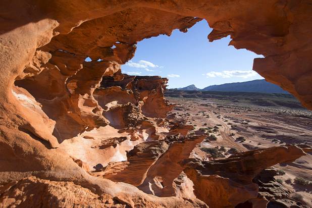 Rock formations are shown Feb. 23 in the Little Finland area of Gold Butte National Monument. Designated by then-President Barack Obama, the 300,000-acre reserve in Southern Nevada is a flashpoint of political tension over federal environmental policy. 