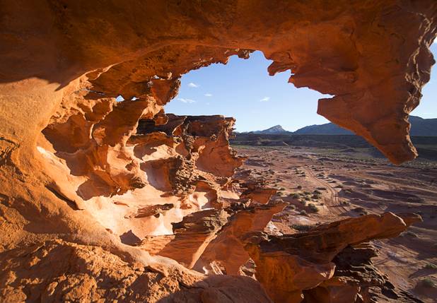 Rock formations are shown in the Little Finland area of Gold Butte National Monument Thursday, Feb. 23, 2017.