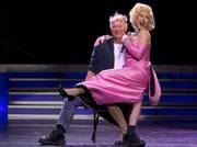 Stacey Whitton, performing as  Marilyn Monroe, shares the stage with audience member Donald Drouin, of Candia, N.H., during a debut of new tribute artists in the Legends in Concert show at the Flamingo Monday, Feb. 27, 2017. The new cast will perform through May 11.