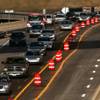 Traffic is constricted by lane closures related to Project Neon, a nearly $1 billion, 4-mile-long widening of Interstate 15 from the U.S. 95 interchange to Sahara Avenue on Tuesday, March 21, 2017. 