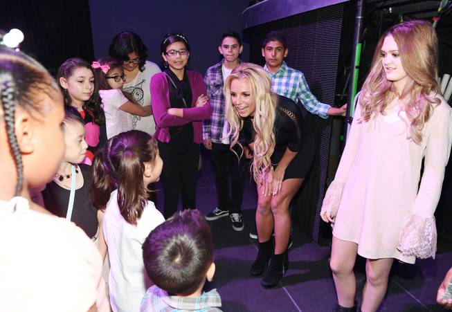 Britney Spears invited children serviced by the Nevada Childhood Cancer Foundation backstage before her show on October 21, 2016. Spears donated $200,000 to the foundation.