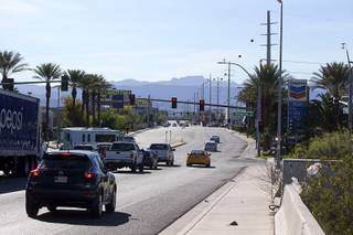 A view of traffic on Russell Road near the proposed Las Vegas Raiders stadium Russell Road site Wednesday, March 29, 2017.