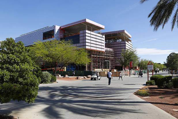 An exterior view of Hospitality Hall, a new facility under construction at UNLV, Tuesday, April 4, 2017.