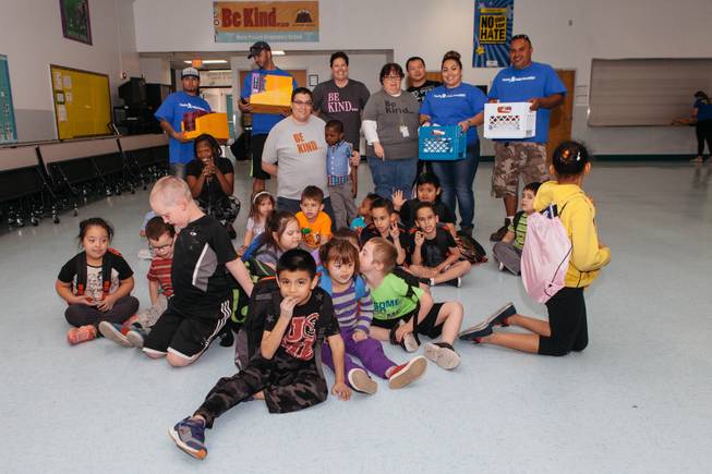 Peoples Autism Foundation dropped off donations to a group of students and faculty at Doris French Elementary School in Las Vegas, Nev. on April 5, 2017.