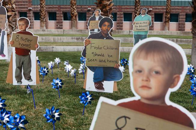 As part of National Child Abuse Prevention Month, 300 pinwheels were planted at the Eighth Judicial District Family Court by CASA volunteers in Las Vegas, Nev. on April 7, 2017.
