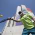 David Wight returns a volley as he warms up on the courts during the Sin City Showdown pickleball tournament at the Plaza Hotel on Saturday, April 8, 2017.