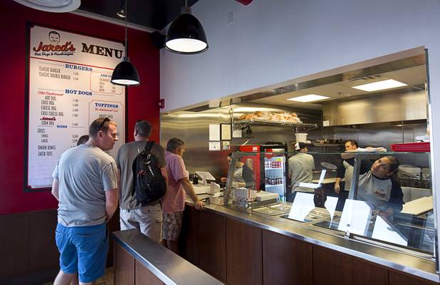 Customers place orders at Jared's Old Fashioned Hot Dogs & Hamburgers at Pawn Plaza, 725 Las Vegas Boulevard South, in downtown Las Vegas Tuesday, April 11, 2017.