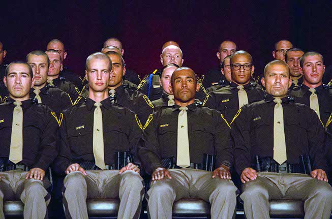 Las Vegas Metro Police recruits listen to speakers during a ...