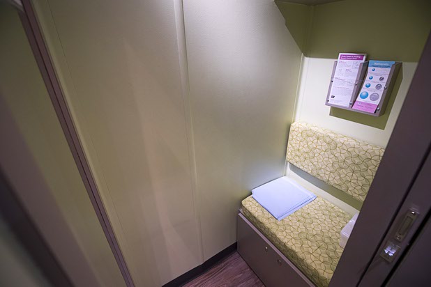 A changing room is shown in the Nevada Health Centers Mammovan Wednesday, April 19, 2017.