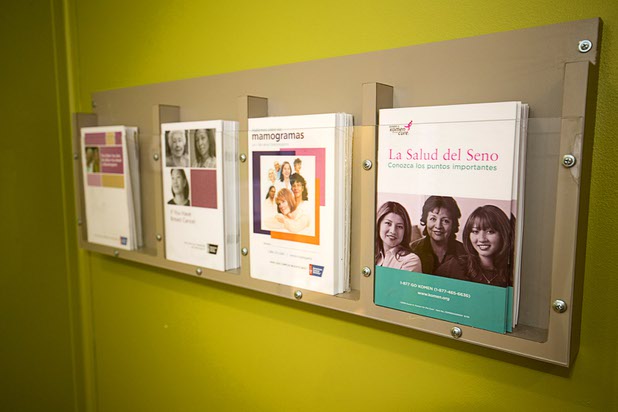 Informational brochures are available in Spanish and English in the Nevada Health Centers Mammovan Wednesday, April 19, 2017.