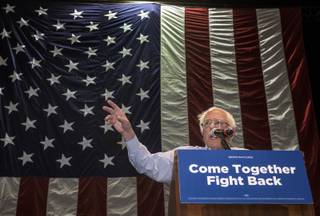 Senator Bernie Sanders gets passionate about the subjects during a rally before supporters and local grassroots activists around a progressive agenda, including quality, affordable health care for all Americans and the importance of access to reproductive health at the Cox Pavilion on Saturday, April 22, 2017.
