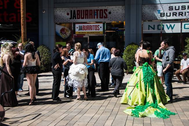 At the Linq, Caesars Entertainment put on a fashion show of clothing made from recyclables. The property also commemorated Earth Day by turning the High Roller green. 