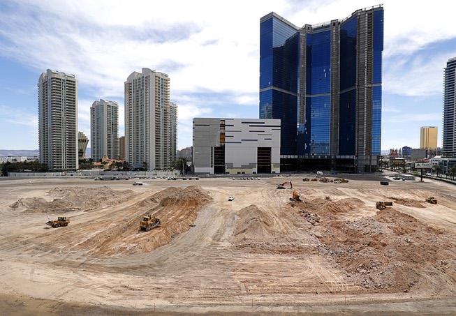 Construction is shown at the former Wet 'n Wild site on the Las Vegas Strip near Sahara Avenue Tuesday, April 25, 2017. 