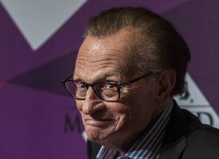 TV host and radio personality Larry King smiles on the Red Carpet for Keep Memory Alive's 21st Annual Power of Love Gala inside the MGM Grand Garden Arena to continue its mission to raise funds and awareness in support of Cleveland Clinic Lou Ruvo Center for Brain Health on Thursday, April 27, 2017.
