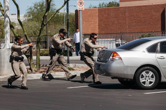 A look at various activities during Metro training in Las Vegas, Nev. on April 20, 2017. The training offered a behind the police tape view during an officer-involved shooting scenario.