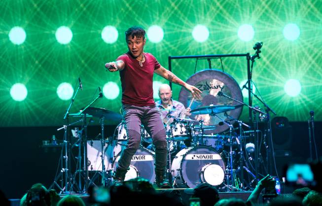 Journey performs during their first show of their second nine-show residency at The Joint at Hard Rock Hotel & Casino on Wednesday, May 3, 2017.