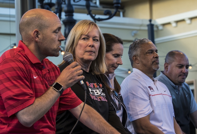 UNLV coaches speak during a question and answer session during ...