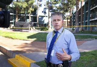 Metro homicide Lt. Dan McGrath responds to questions as police investigate a fatal shooting at the Shelter Island Apartments near Swenson Street and Twain Avenue Thursday, May 25, 2017.