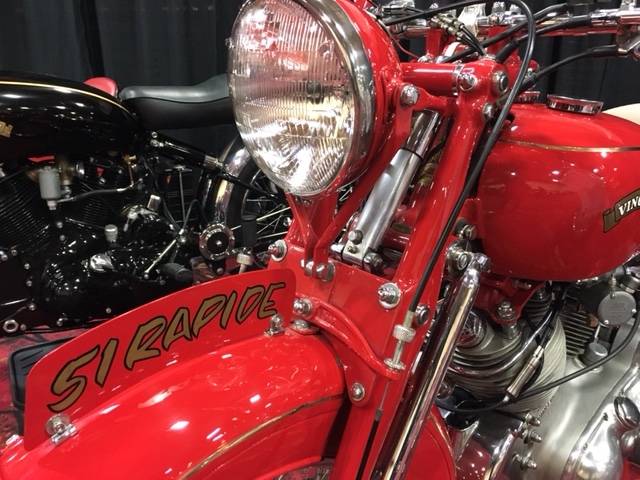 A 1951 Vincent Rapide is shown during the preview of the Mecum Las Vegas Motorcycle Auction at the South Point Exhibit Hall. Bidding is scheduled to get underway Friday, June 2, 2017.