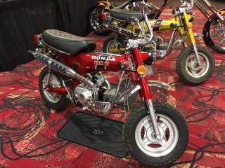 A 1974 Honda Trail 70 is shown at the Mecum Las Vegas Motorcycle Auction at the South Point Exhibit Hall. Well-preserved and with only 2 miles on the odometer, the bike may sell for a high price when bidding gets underway Friday, June 2, 2017. 
