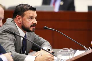 Lobbyist John Piro, representing the Clark County Public Defenders Office, testifies during a Senate Judiciary Committee hearing in Carson City on Friday, June 2, 2017.