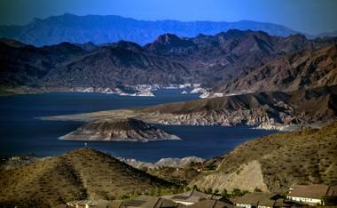 Lake Mead’s water level is shown from Boulder City on Wednesday, June 7, 2017. At 1,083 feet above sea level, Lake Mead in 2016 reached its lowest point since it began filling in the 1930s.